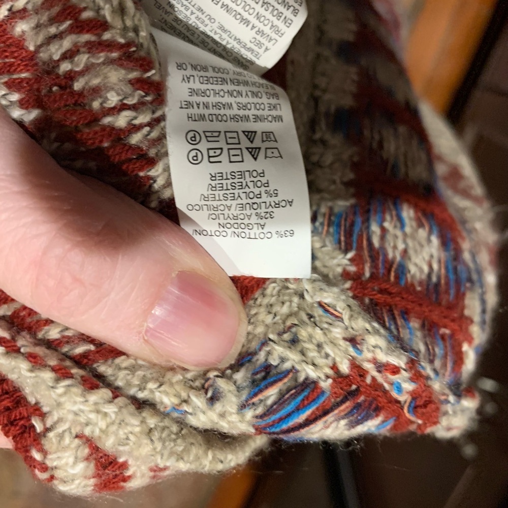 Lucky Brand Red and Cream Knit Nordic style Cardigan M - Picture 7 of 7